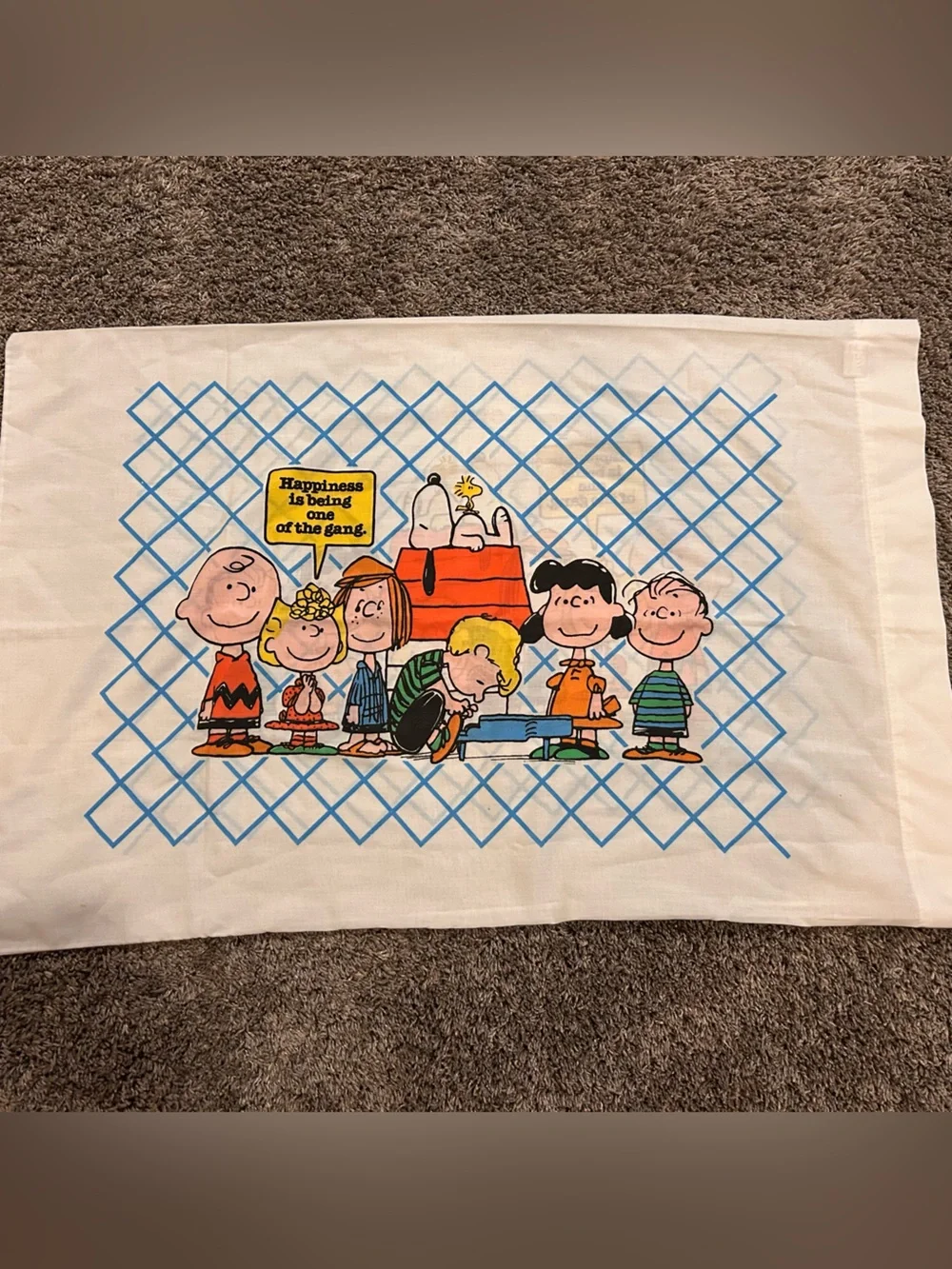 Vintage 1971 Snoopy Peanuts HAPPINESS IS Twin Fitted Sheet & Pillowcase